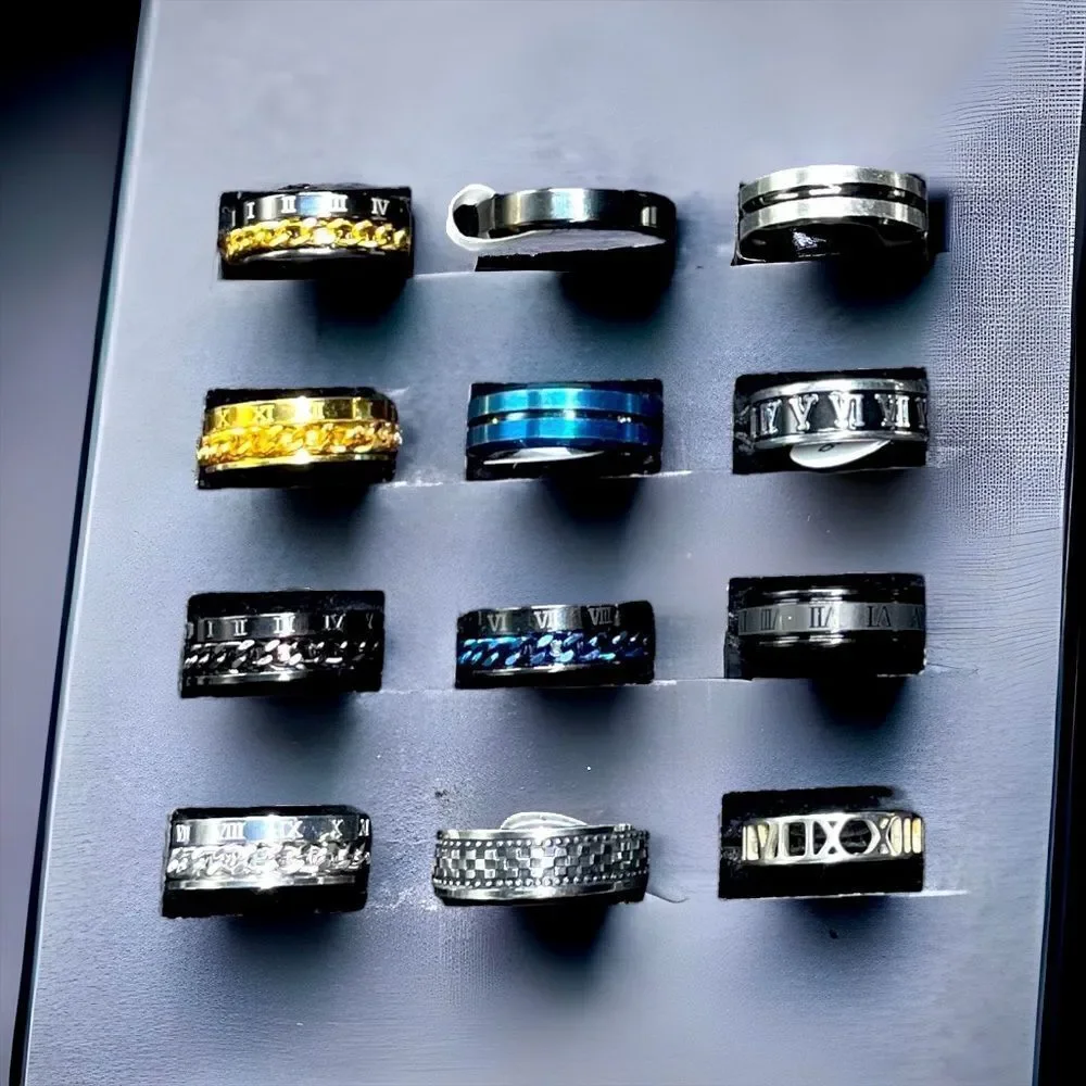 Men’s Rings 24 Bands l All Stainless Steel l Sizer & Display Box Included l New